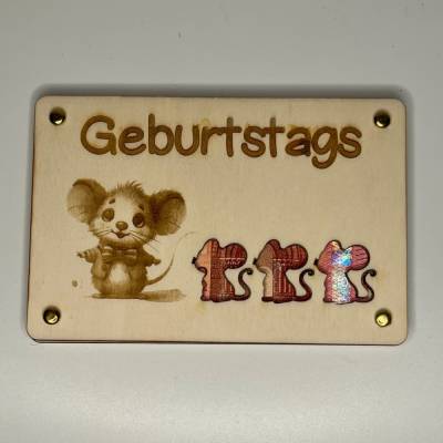 Gelaserte Geldgeschenkkarte 