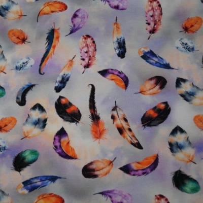 Jersey Federn aquarell, Meterware 95% Baumwolle, 5% Elasthan