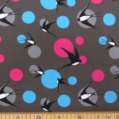 Jersey Schwalben, Meterware 95% Baumwolle, 5% Elasthan