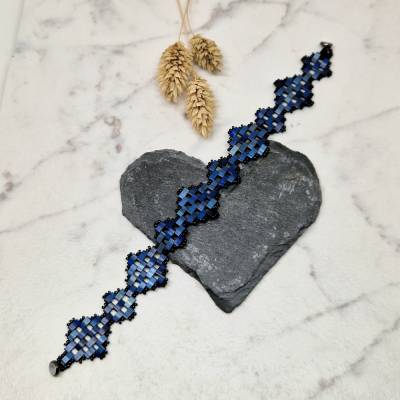 Armband dunkelblau Rautenformen | 18,5cm | Magnetverschluss  | Geschenk