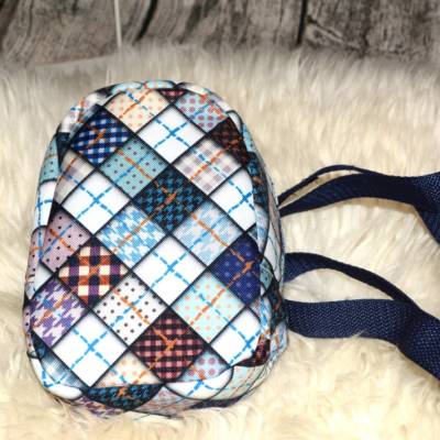 Slingbag-Minitasche.Crossbody-Tasche Blau-weiß-kariert