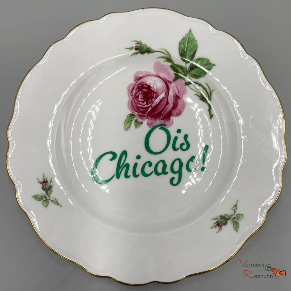 Wandteller "Ois Chicago" – Vintage Upcycling Deko mit Spruch Bild 3