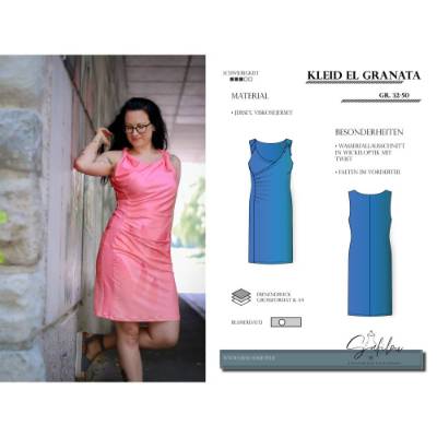 PDF-Schnittmuster Kleid El Granata – Elegantes Wickelkleid mit Wasserfallausschnitt inkl. Ebenen und Beamerdatei