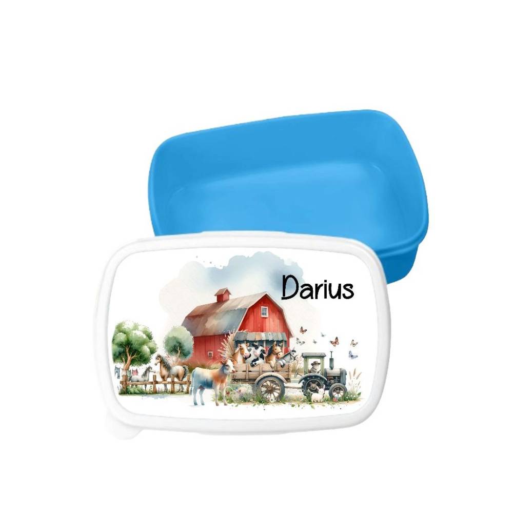 Brotdose Lunchbox mit Namen Bauernhof Kinder personalisiert Vesperbox mit Trennfach Geschenk Einsch