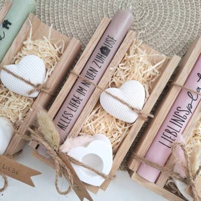 Einzugsgeschenk Einweihungsgeschenk Geschenkset zum Umzug Einzug Dekoherz Kerzenhalter Herz Kerzenset zum Hauskauf Richt