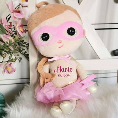 Plüschtier Supergirl mit Name Mädchen Kuscheltier Einschulung Stofftier Plüschtier Geschenk Baby Geb