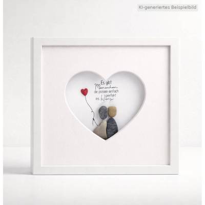 Steinbild mit Herz-Passepartout & Personalisierung – Perfektes Geschenk für Herzensmenschen