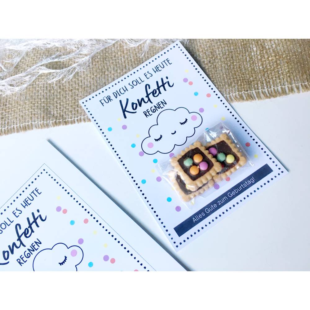 Druckvorlage Glückwunschkarte Geburtstag Konfetti regnen – PDF Download Mitbringsel Geschenkidee Bild 1