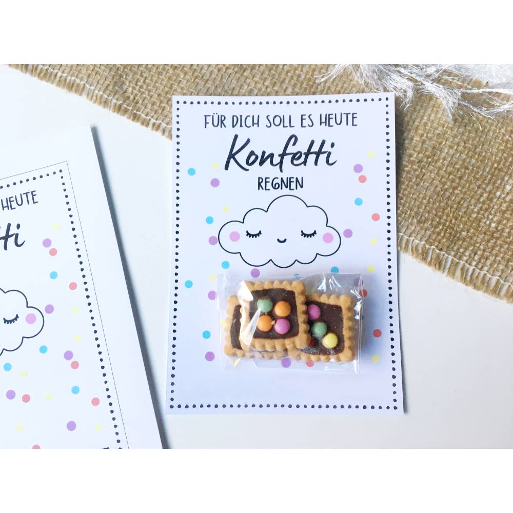 Druckvorlage Glückwunschkarte Geburtstag Konfetti regnen – PDF Download Mitbringsel Geschenkidee Bild 5