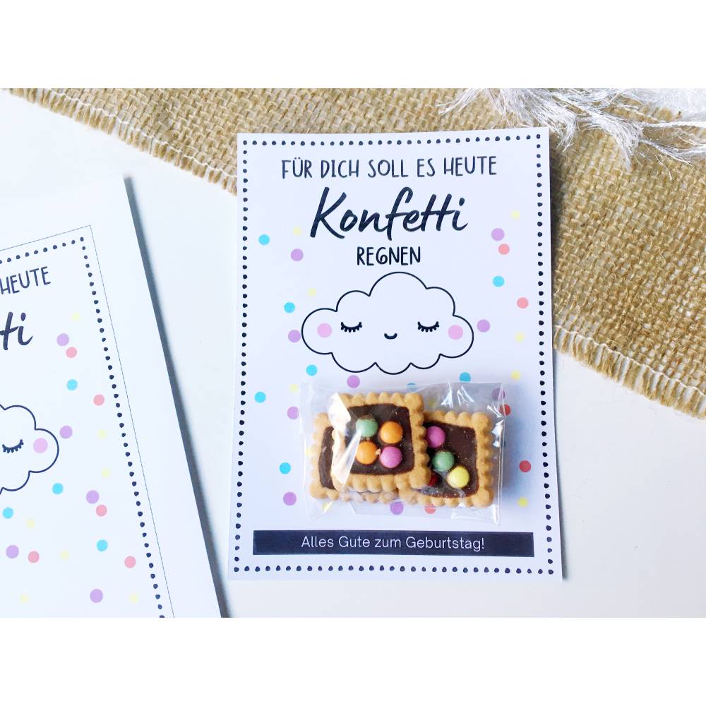 Druckvorlage Glückwunschkarte Geburtstag Konfetti regnen – PDF Download Mitbringsel Geschenkidee Bild 7