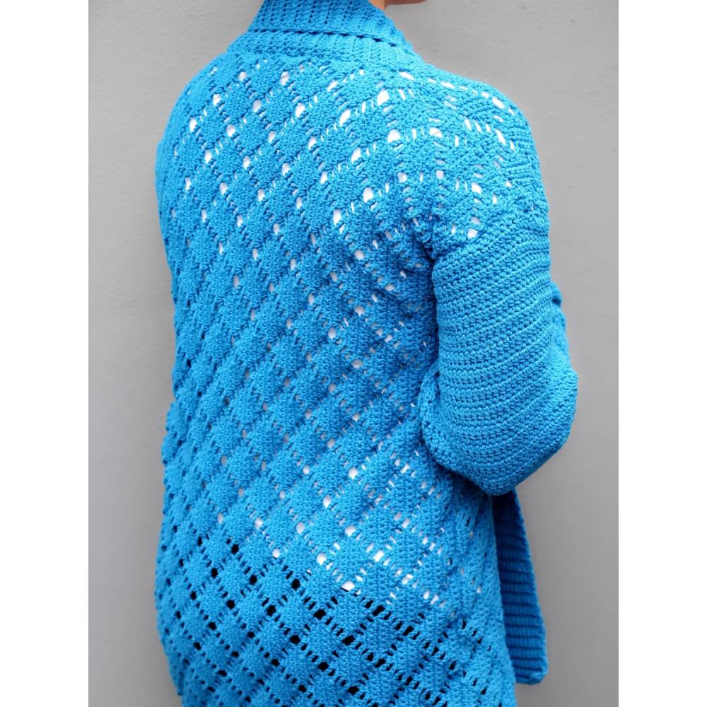 Häkelanleitung Cardigan/Strickjacke mit Rautenmuster und Kragen, Gr. XS-XXL Bild 2