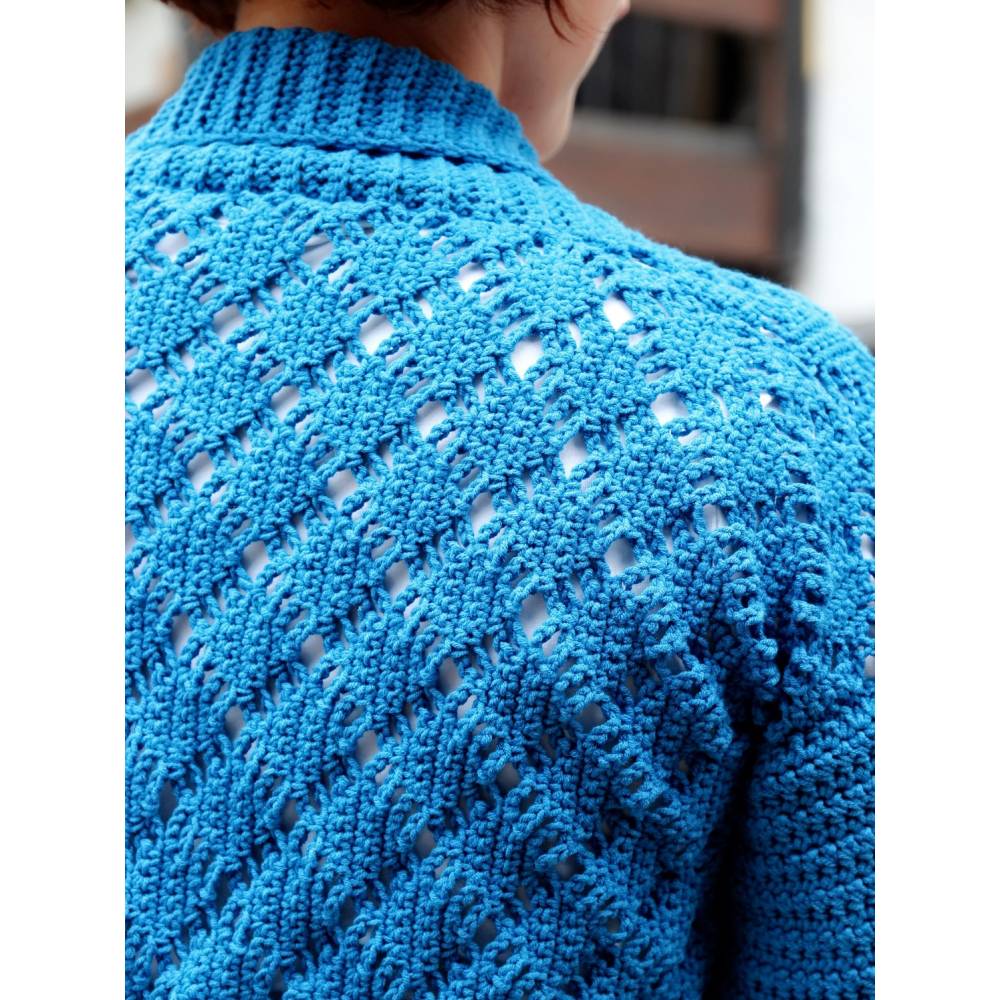 Häkelanleitung Cardigan/Strickjacke mit Rautenmuster und Kragen, Gr. XS-XXL Bild 3