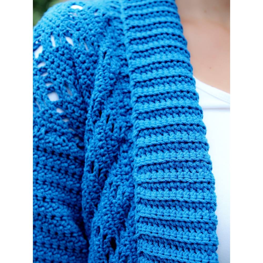 Häkelanleitung Cardigan/Strickjacke mit Rautenmuster und Kragen, Gr. XS-XXL Bild 4