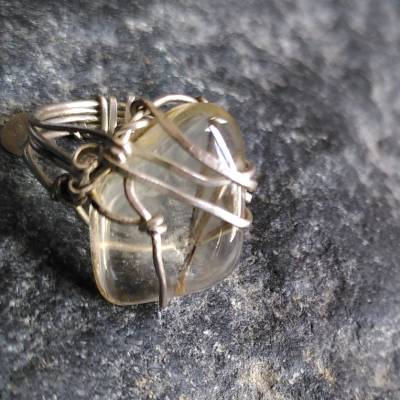 vintage Silber Wickelring Bergkristall