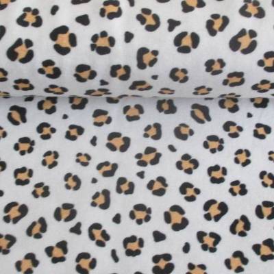 Baumwolljersey Leoprint weiß (1m/15,-€)