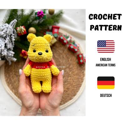 Süßes Amigurumi Teddybär Häkelmuster PDF – 18 cm Häkelbär Anleitung