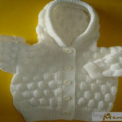 Strickanleitung Baby-Kapuzen-Strickjacke Gr.62/68 deutsch/englisch als PDF