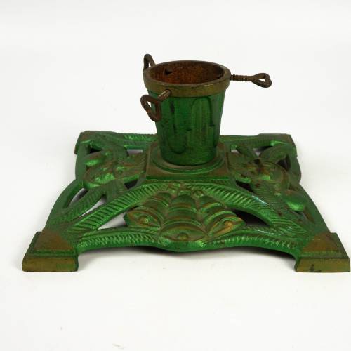 Christbaumständer aus Metall, alter massiver Ständer für einen Weihnachtsbaum, aus Metall, Schmiedeeisen in grün