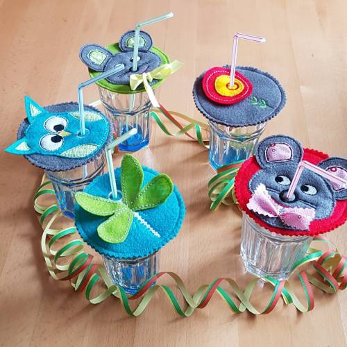 Stickdatei Aufsetzer Rahmen 10 cm x 10 cm, Glasaufsetzer, Party, Kinder, feiern