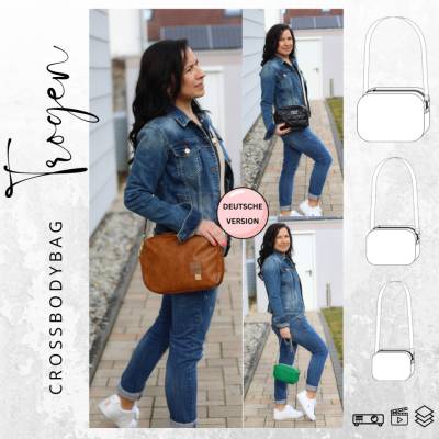 Ebook -PDF Schnittmuster Damen Crossbag Tasche TROGEN + Videoanleitung