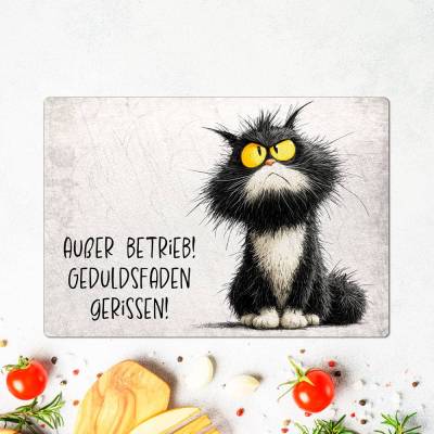 Glasschneidebrett 'Geduldsfaden', Frühstücksbrettchen, Schneidebrettchen, Humor, Arbeit, Geschenk