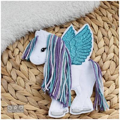 Applikation/Aufnäher/Bügelbild/Patches  'Pegasus weiß/türkisblau'