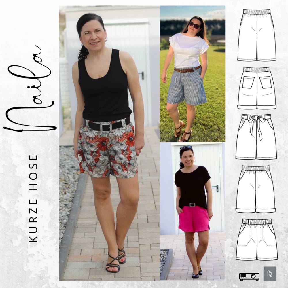 Ebook PDF Schnittmuster Damen Shorts, kurze Hose, Hose NAILA Gr. 34-54 Bild 1
