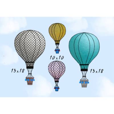 Stickdatei Heißluftballon 2 Größen und Varianten, Applikation