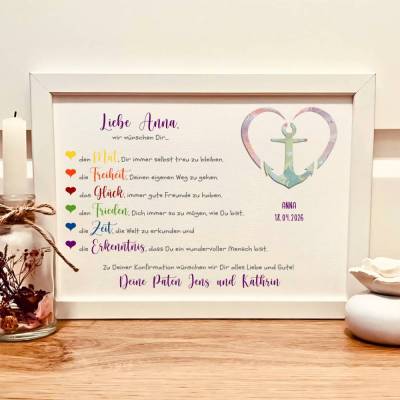 Personalisiertes Erinnerungsstück zur Konfirmation | Konfirmationsgeschenk Mädchen | Geldgeschenk im Rahmen