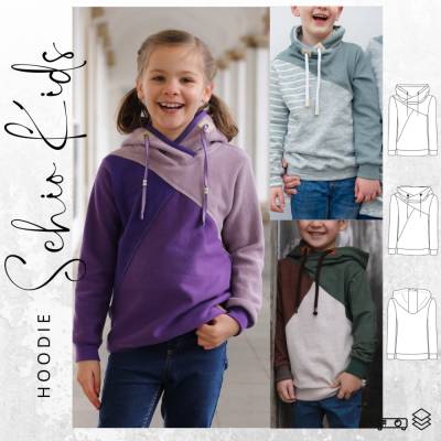 Ebook PDF Schnittmuster Kinder Hoodie SCHIO KIDS Gr. 74/80 - 146/152