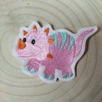 Süßer Stick-Aufnäher "Dino-Baby" zartrosa