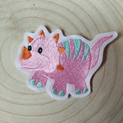 Süßer Stick-Aufnäher "Dino-Baby" zartrosa