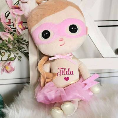 Plüschtier Supergirl mit Name Mädchen Kuscheltier Einschulung Stofftier Plüschtier Geschenk Baby Geb