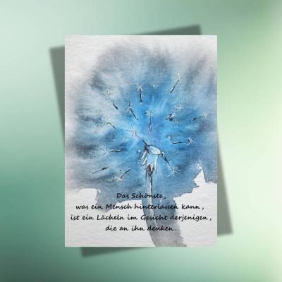 Trauerkarte „Erinnerungen, die bleiben…“ – Klappkarte/Postkarte mit Pusteblume & Umschlag
