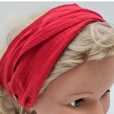 Haarband zum Binden aus Musselin 100 % Baumwolle (Bio) rot