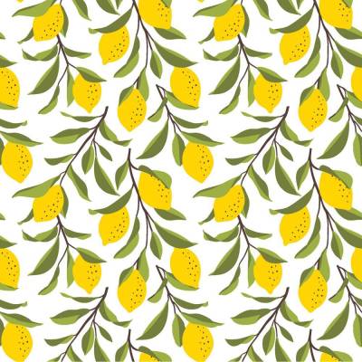 Baumwolljersey lemon tree Zitrone weiß (1m/18,-€)