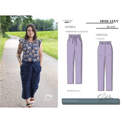 Stylishes Schnittmuster Hose Lexy (Gr. 34-52) mit modernem Schnitt, elastischem Bund und praktischen Tasche