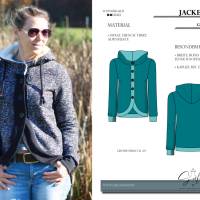 PDF-Schnittmuster Jacke Ruby (Gr. 32-50)Modische Jacke mit breiter, rund verlaufender Knopfleiste und praktischer Kapuze