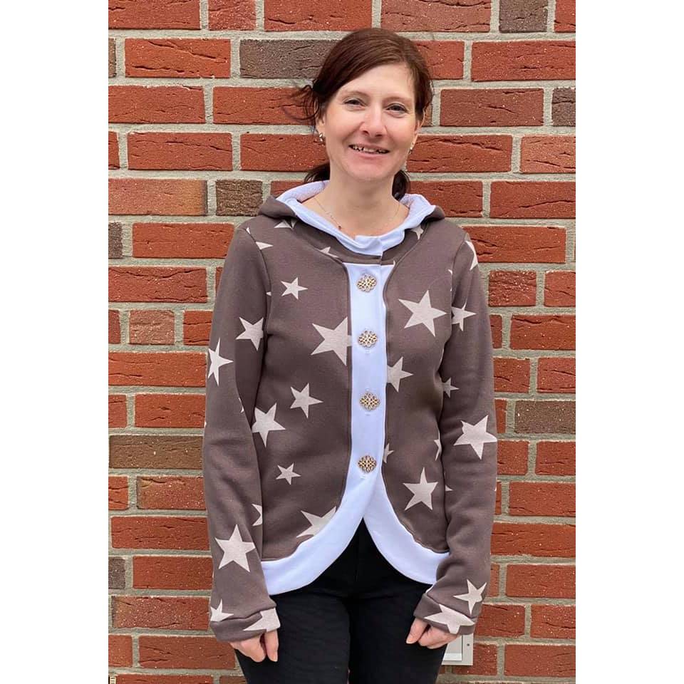 PDF-Schnittmuster Jacke Ruby (Gr. 32-50)Modische Jacke mit breiter, rund verlaufender Knopfleiste und praktischer Kapuze Bild 8