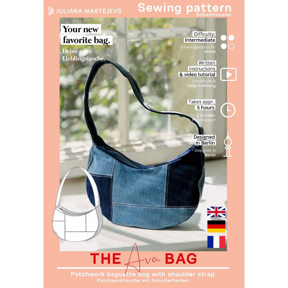 Patchwork Tasche Schnittmuster PDF Download Bild 6