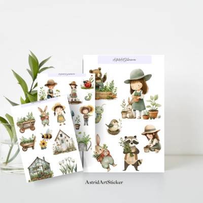 Spring Gardener 3er Planer Sticker Set – Handgefertigte Aufkleber für Bullet Journal & Kalender