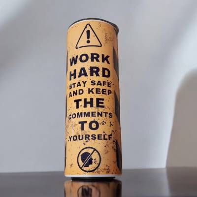 Edelstahl-Becher, Thermobecher, Tumbler 20 oz, Hard work-Danger-Warning,-sublimiert