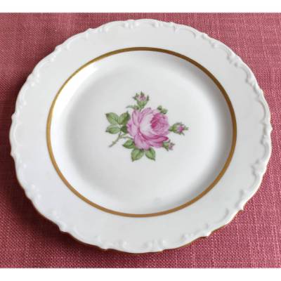 Vintage - 2 alte Kuchenteller mit Goldrand und Rosen - Kahla