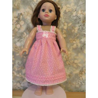 Rosa Nachthemd für Puppen 40-46 cm – Nostalgischer Landhausstil mit Spitze handgemacht