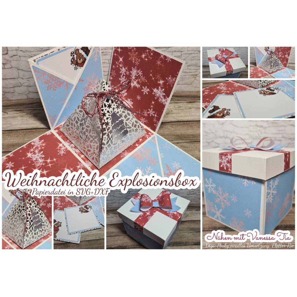 Weihnachtliche Explosionsbox | Plottedatei Weihnachten SVG DXF Papierplotten Bild 2