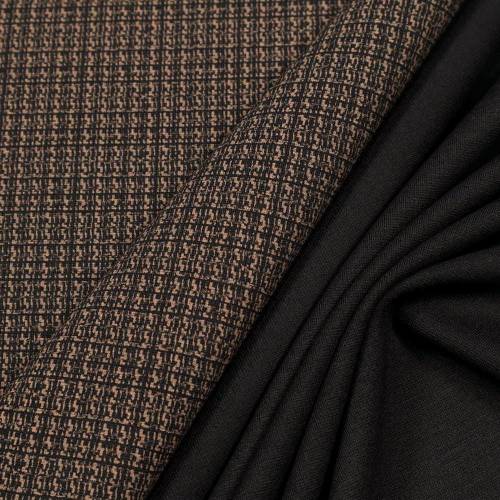 Doubleface Stretch Jersey mit Baumwolle in Dukelbraun und Schwarz für bequeme Hosen, Röcke, Blazer und Kleider