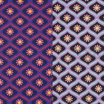 ♕ Baumwollstoff beschichtet Rauten navy oder flieder wasserabweisend. 50 cm x 145 cm