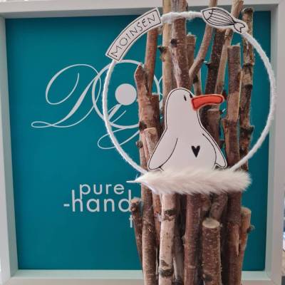 Maritimer Dekokranz mit Möwe – Handgemachte Tür- & Wanddeko im Küstenstil
