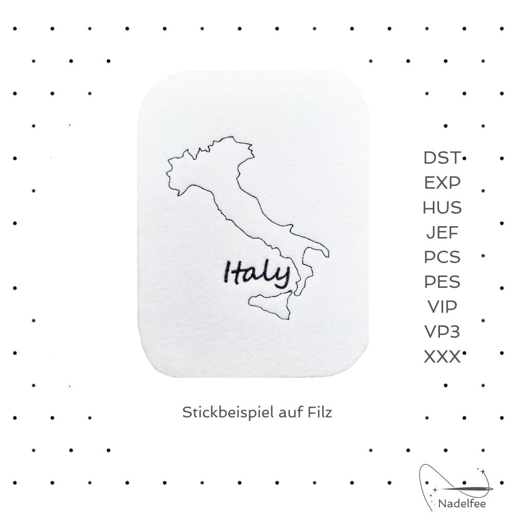 Stickdatei * Italy Italien * 90x100 mm Maschinenstickmuster digital Bild 2