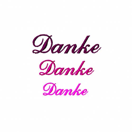Stickdatei Schriftzug Danke, drei Größen, Rahmen ab 10 cm x 10 cm